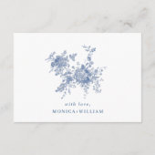Elegante Victoriaans Blauwe Bloemen Trouwdetails Informatiekaartje (Achterkant)