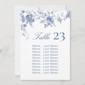 Elegante Victoriaans Blauwe Bloemen Zitting Chart  Kaart (Voorkant)