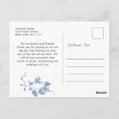 Elegante Victoriaans Blauwe Franse Bloemen Dank u Briefkaart (Achterkant)