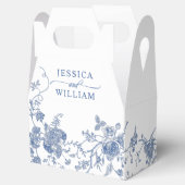 Elegante Victoriaans Blauwe Franse Bloemen Huwelij Bedankdoosjes (Geopend)