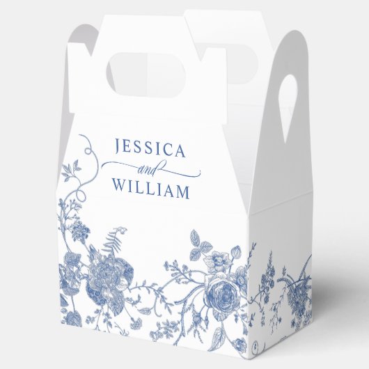 Elegante Victoriaans Blauwe Franse Bloemen Huwelij Bedankdoosjes (Geopend)