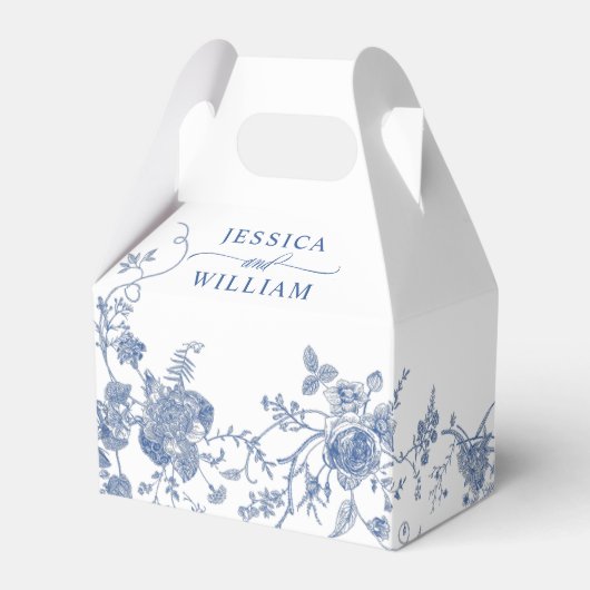 Elegante Victoriaans Blauwe Franse Bloemen Huwelij Bedankdoosjes (Voorkant Zijde)