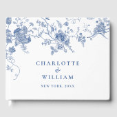 Elegante Victoriaans Blauwe Franse Bloemen Huwelij Gastenboek (Voorkant)