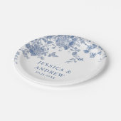 Elegante Victoriaans Blauwe Franse Bloemen Huwelij Papieren Bordje (Gekanteld)