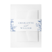 Elegante Victoriaans Blauwe Franse Bloemen Huwelij Uitnodigingen Wikkel (Voorkant Voorbeeld)