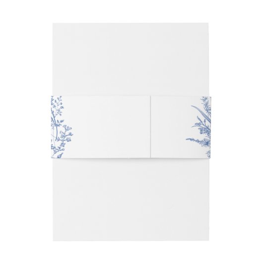 Elegante Victoriaans Blauwe Franse Bloemen Huwelij Uitnodigingen Wikkel (Achterkant Voorbeeld)