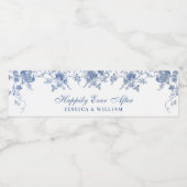 Elegante Victoriaans Blauwe Franse Bloemen Huwelij Waterfles Etiket (Enkel label)