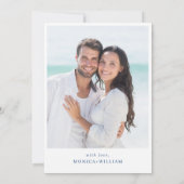 Elegante Victoriaans Blauwe Franse Bloemen Trouwfo Save The Date (Achterkant)