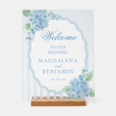 Elegante Victoriaans Blauwe Hydrangea bruiloft Wel Acryl Bord (Voorkant)