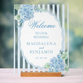 Elegante Victoriaans Blauwe Hydrangea bruiloft Wel Acryl Bord