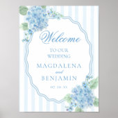 Elegante Victoriaans Blauwe Hydrangea bruiloft Wel Poster (Voorkant)