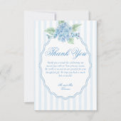 Elegante Victoriaans Blauwe Hydrangea Fotobruiloft Bedankkaart (Voorkant)