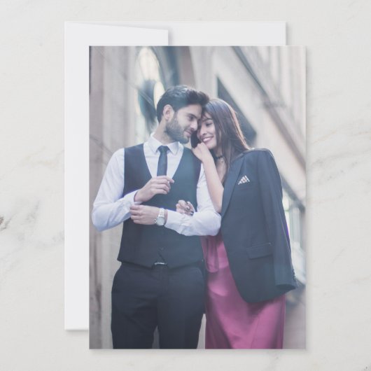 Elegante Victoriaans Blauwe Hydrangea Fotobruiloft Save The Date (Achterkant)