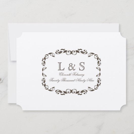 Elegante Victoriaans bloei filigraan witte bruilof Kaart (Achterkant)