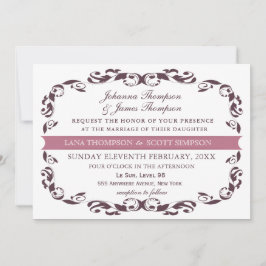Elegante Victoriaans bloei filigraan witte bruilof Kaart