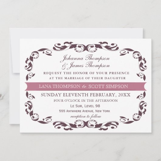 Elegante Victoriaans bloei filigraan witte bruilof Kaart (Voorkant)