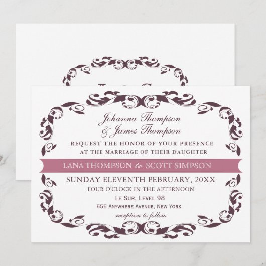 Elegante Victoriaans bloei filigraan witte bruilof Kaart (Voorkant / Achterkant)