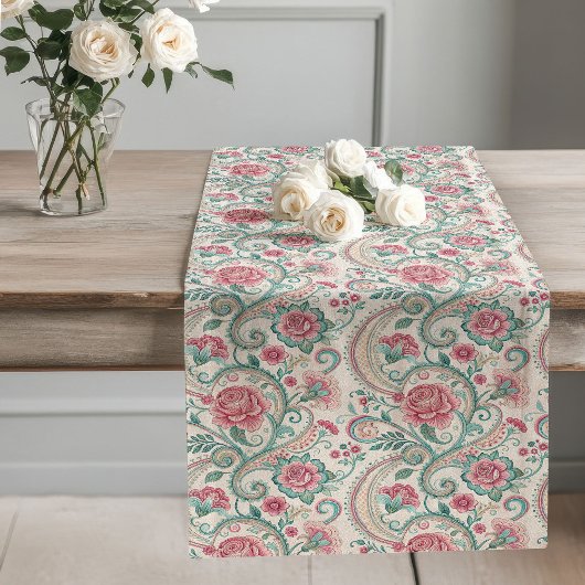 Elegante Victoriaans Bloemen Tafelloper Vintage