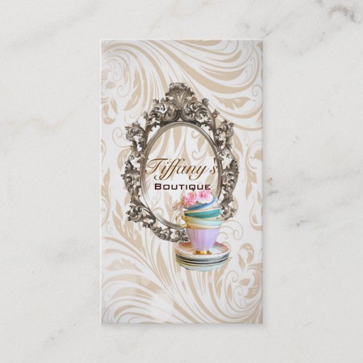 elegante Victoriaans bloemkool Visitekaartje (Voorkant)