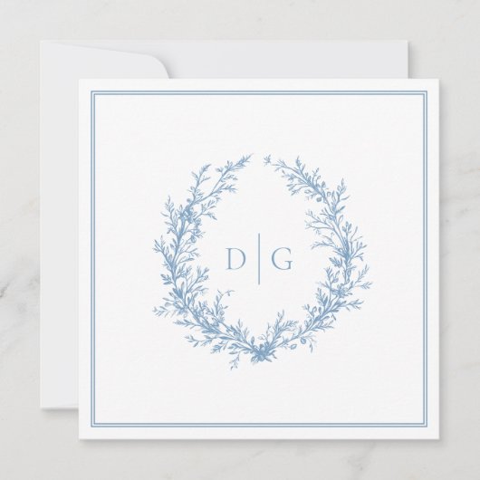 Elegante Victoriaans Blue Wedding Save the Date (Voorkant)