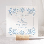 Elegante Victoriaans Blue Wedding Save the Date