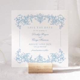 Elegante Victoriaans Blue Wedding Save the Date