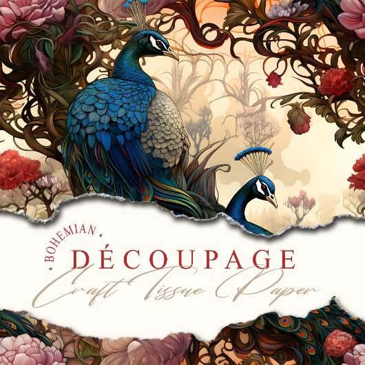 Elegante Victoriaans  Boho Peacocks Decoupage Tissuepapier