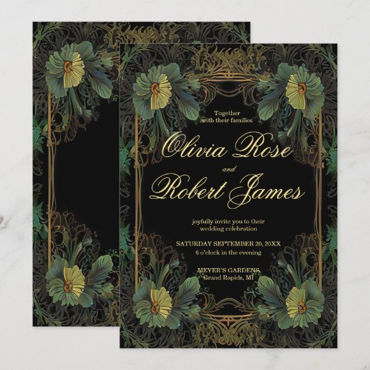 Elegante Victoriaans botanische moody dark wedding Kaart (Voorkant / Achterkant)