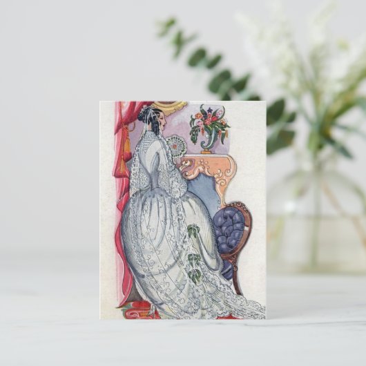 Elegante Victoriaans bruid bruiloft Briefkaart - (Staand voorkant)
