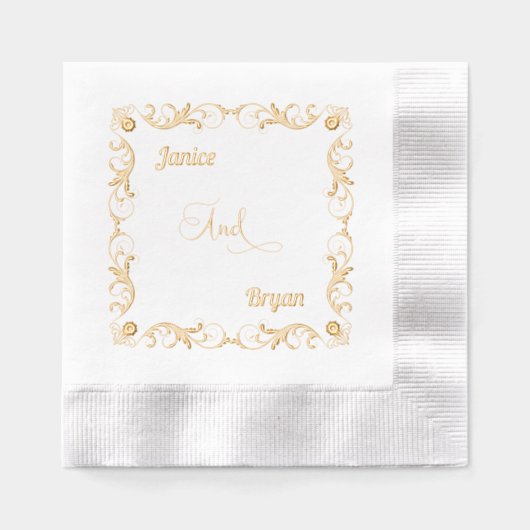 Elegante Victoriaans bruid en bruidegom namen Folie Servetten (Voorkant)