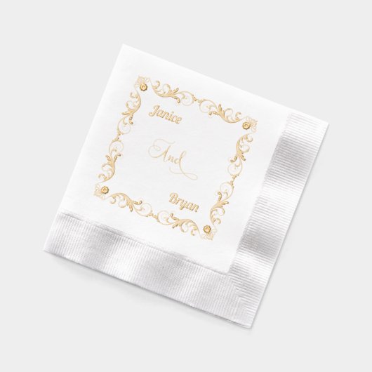 Elegante Victoriaans bruid en bruidegom namen Folie Servetten (Links)