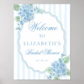 Elegante Victoriaans Cottage Blue Hydrangea Welkom Poster (Voorkant)