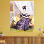 Elegante Victoriaans dame met theekopje -  kunst P Canvas Afdruk (Insitu (Woonkamer))