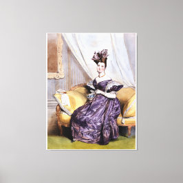 Elegante Victoriaans dame met theekopje -  kunst P Canvas Afdruk