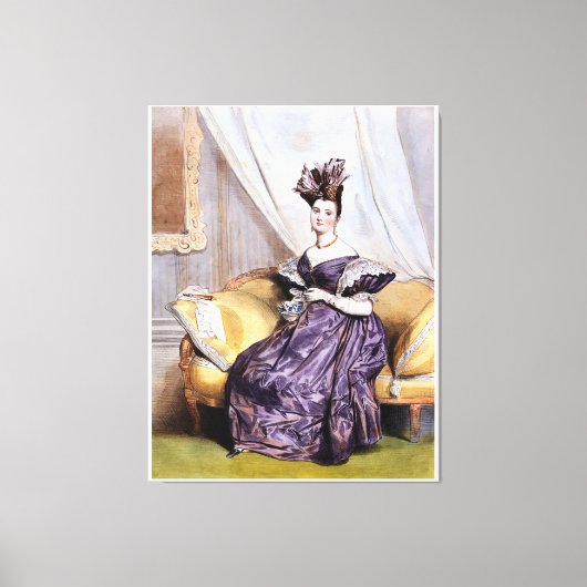 Elegante Victoriaans dame met theekopje -  kunst P Canvas Afdruk (Voorkant)
