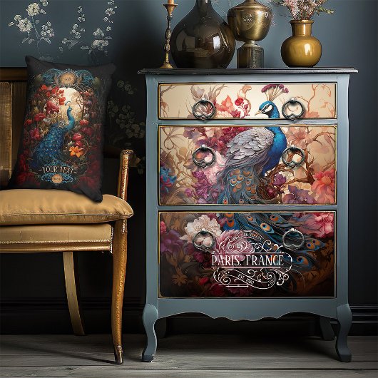 Elegante  Victoriaans Decoupage Boho Peacock Tissuepapier