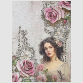 Elegante Victoriaans Era Lady Lavendel Rozen & Kan Tissuepapier