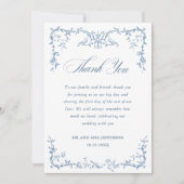 Elegante Victoriaans  Floral Dusty Blue Wedding Bedankkaart (Voorkant)