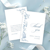 Elegante Victoriaans  Floral Dusty Blue Wedding Bedankkaart