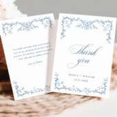 Elegante Victoriaans Floral Dusty Blue Wedding Bedankkaart