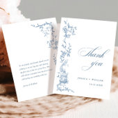 Elegante Victoriaans  Floral Dusty Blue Wedding Bedankkaart