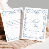 Elegante Victoriaans Floral Dusty Blue Wedding Bedankkaart