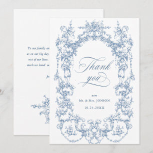 Elegante Victoriaans  Floral Dusty Blue Wedding Bedankkaart