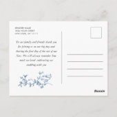 Elegante Victoriaans  Floral Dusty Blue Wedding Briefkaart (Achterkant)