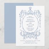 Elegante Victoriaans  Floral Dusty Blue Wedding Kaart (Voorkant / Achterkant)