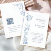 Elegante Victoriaans  Floral Dusty Blue Wedding Kaart