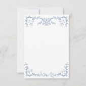 Elegante Victoriaans Floral Dusty Blue Wedding RSVP Kaartje (Achterkant)