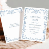 Elegante Victoriaans  Floral Dusty Blue Wedding Save The Date