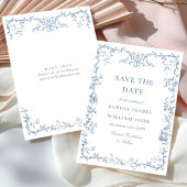 Elegante Victoriaans  Floral Dusty Blue Wedding Save The Date