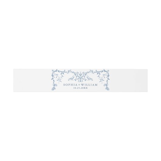 Elegante Victoriaans  Floral Dusty Blue Wedding Uitnodigingen Wikkel (Vlak)